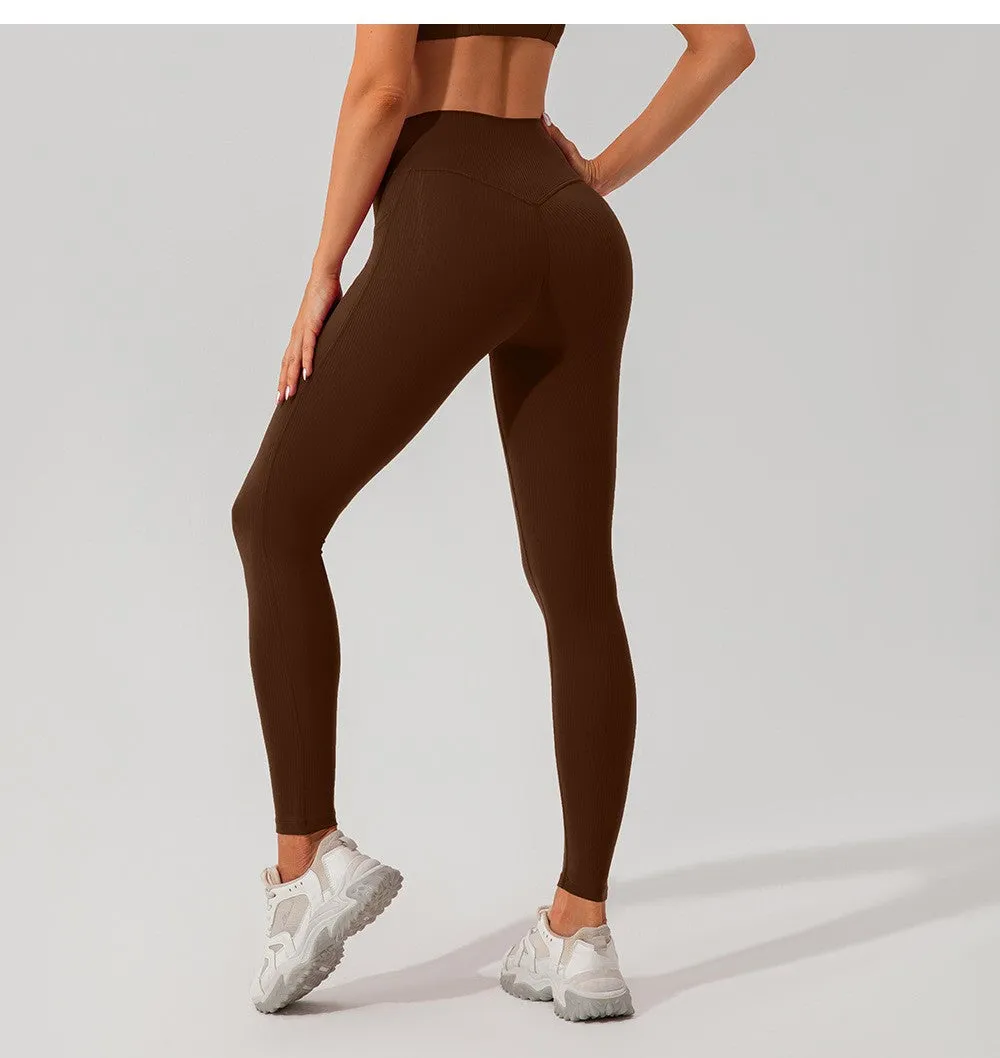 Womens Threaded High-Waist Yoga Pants