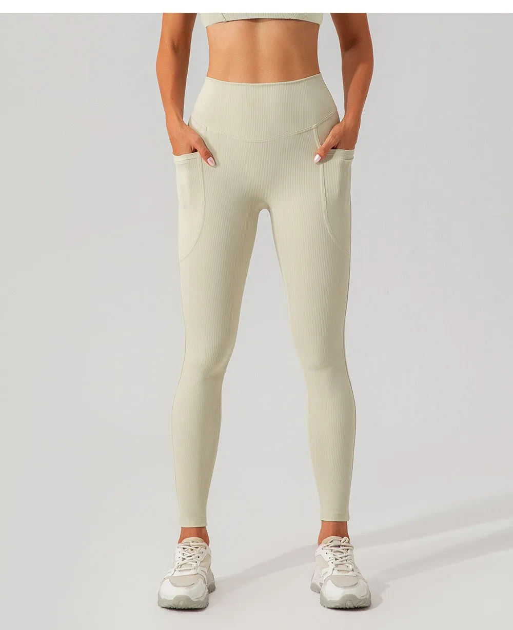 Womens Threaded High-Waist Yoga Pants