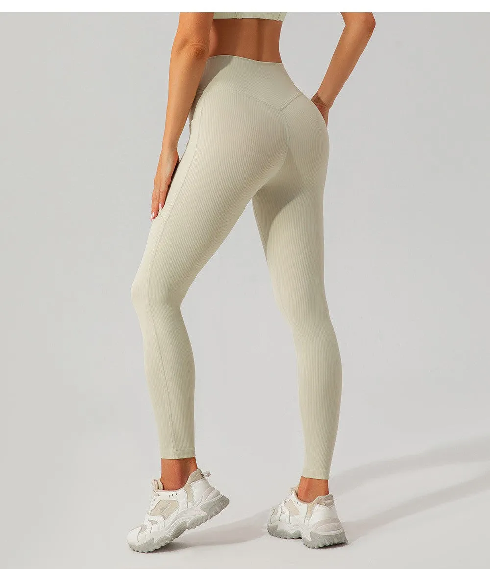 Womens Threaded High-Waist Yoga Pants