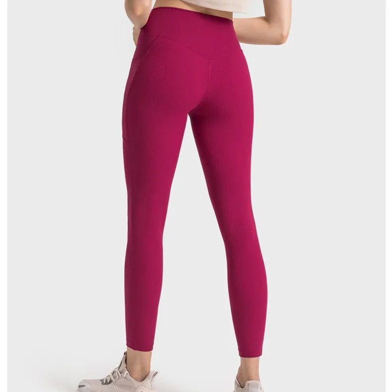 Womens Threaded High-Waist Yoga Pants