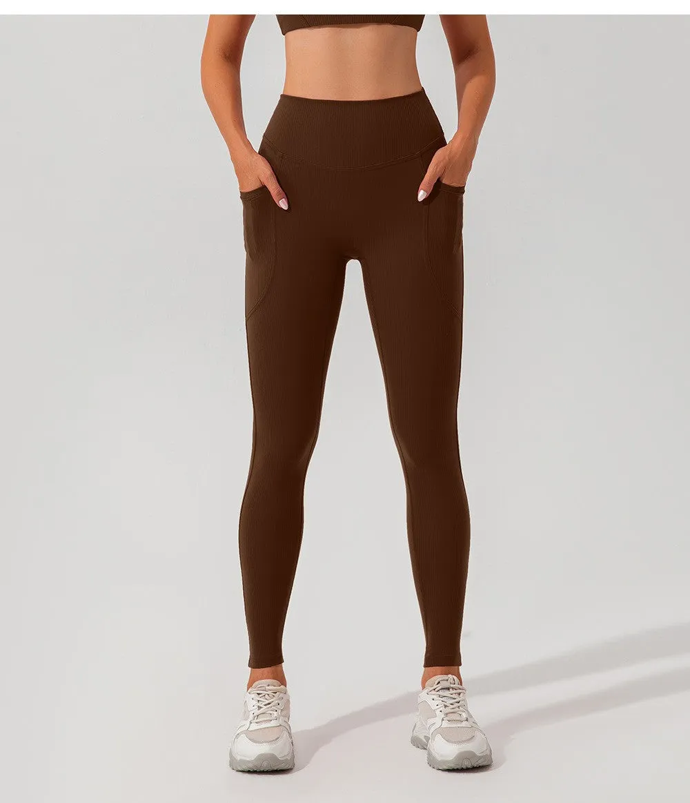 Womens Threaded High-Waist Yoga Pants