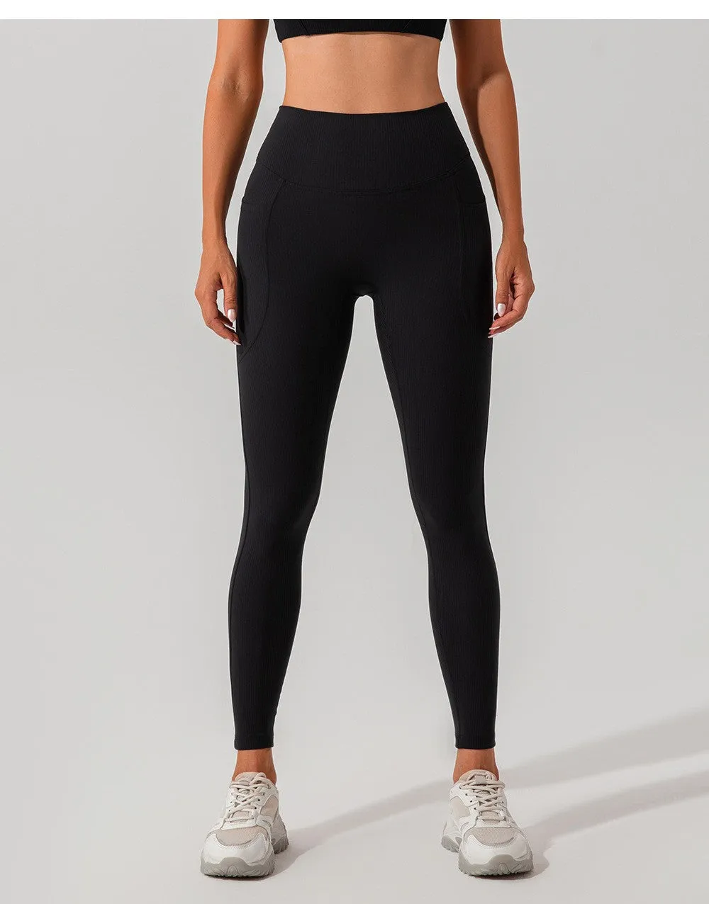 Womens Threaded High-Waist Yoga Pants