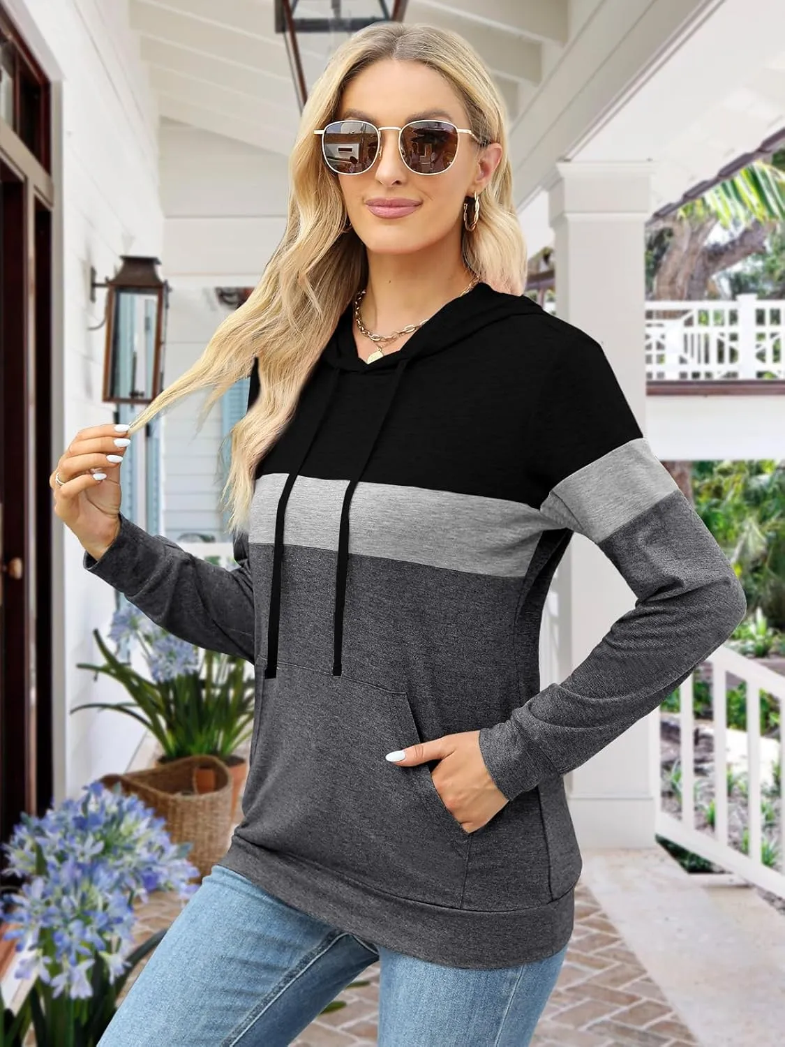 Womens Tops Ladies Tunics Casual Shirts Long Sleeve Hoodie Pullover Blouses Loose Fitting Tees Fashion Clothing Sweatshirts
