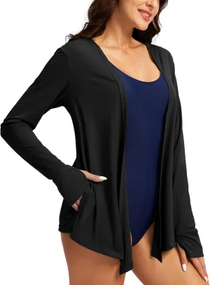 Women's UPF 50  Sun Shirt Long Sleeve UV Sun Protection Shirts Lightweight Cardigan for Women with Pockets SPF Swim Cover Up
