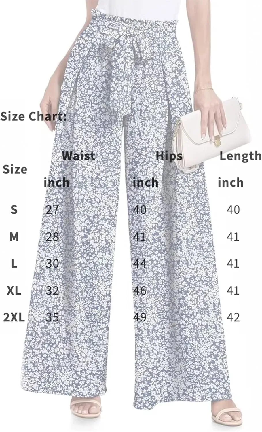 Women's Wide Leg Pants High Waist Adjustable Knot Loose Casual Flowy Tie Knot Business Work Trousers with Pockets