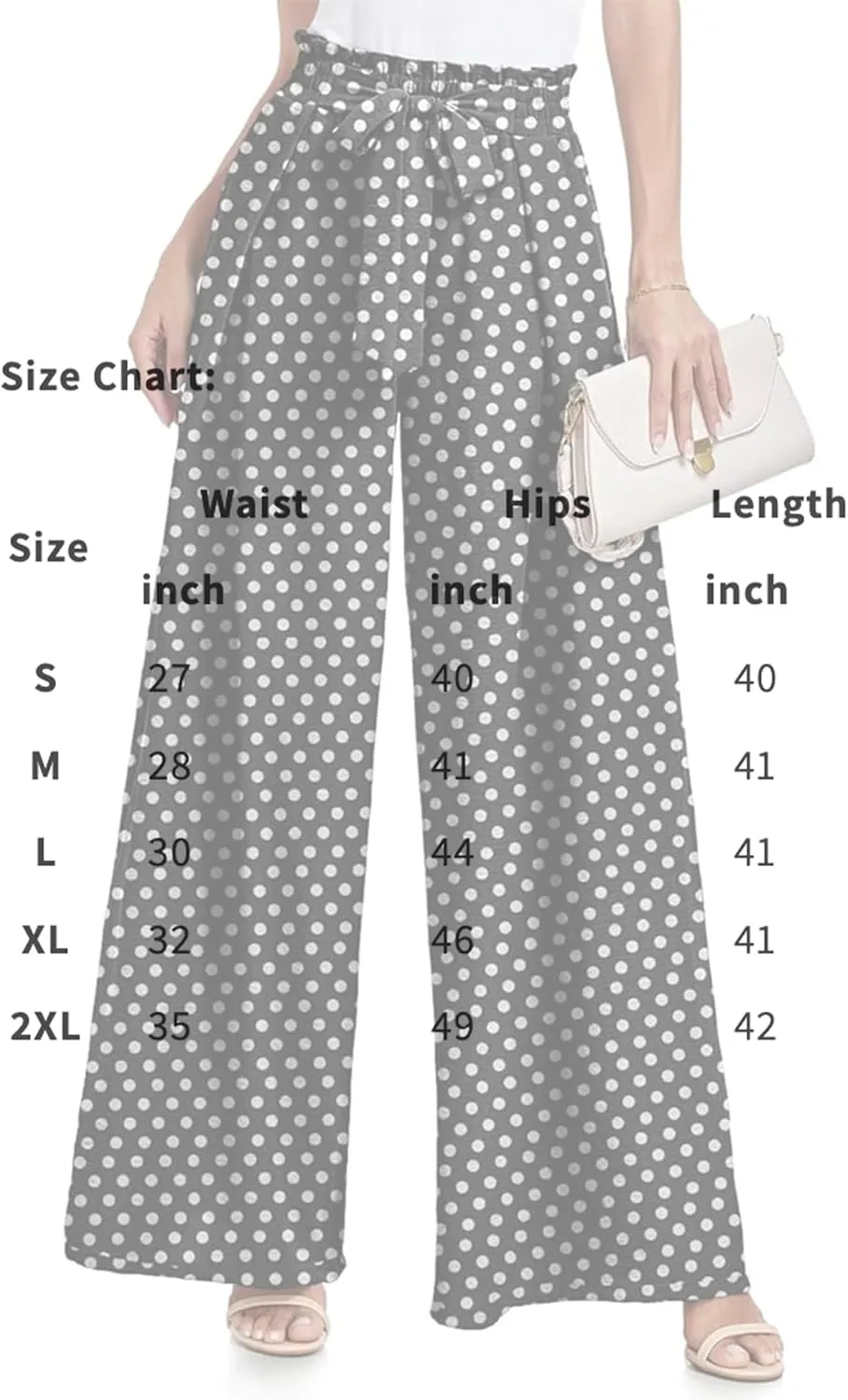 Women's Wide Leg Pants High Waist Adjustable Knot Loose Casual Flowy Tie Knot Business Work Trousers with Pockets