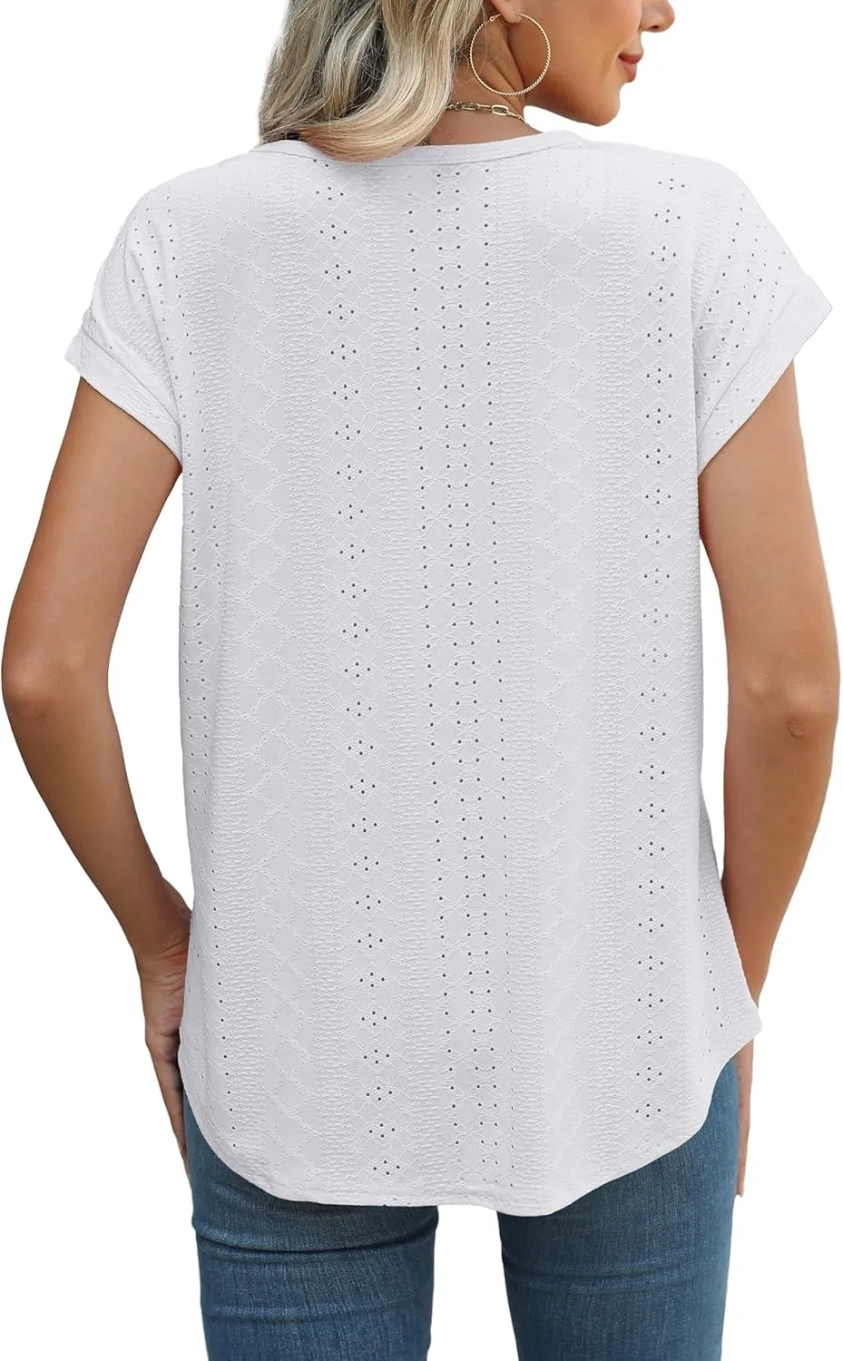 XIEERDUO Womens Tops Short Sleeve Shirts Blouses for Women Dressy Casual Cap Sleeve Tops with Curved Hem