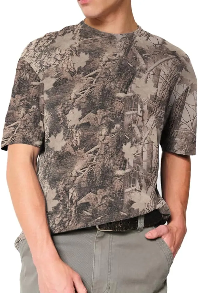 Y2k Camo Oversized Short Sleeve Crew Neck Baggy Shirts Maple Leaf Printed Tshirts Shirts for Women Men