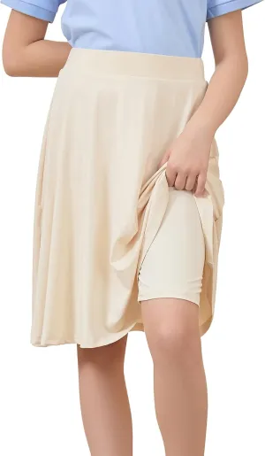Zando Girls' Knee Length Skorts A Line Skirt with Shorts Kids Teens Athletic Skort Size 6-14 -for School&Playtime