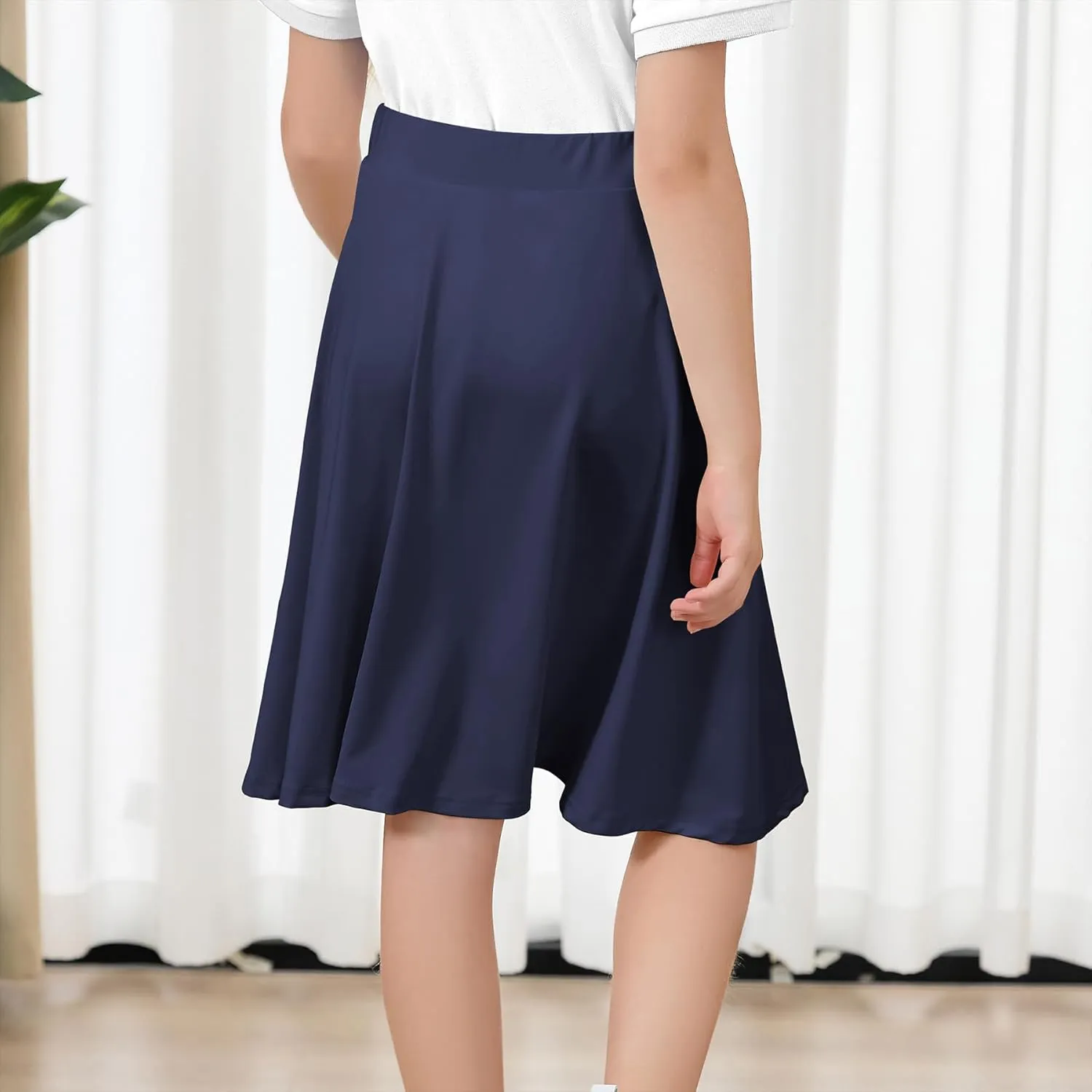 Zando Girls' Knee Length Skorts A Line Skirt with Shorts Kids Teens Athletic Skort Size 6-14 -for School&Playtime