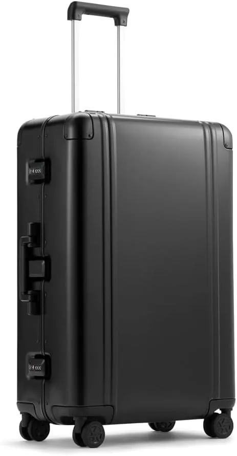 ZERO Halliburton Classic Aluminum 3.0 Large Zipperless Luggage, Hardside Check-in, Four Wheels, Double Latch Locks- TSA Accepted, Auto-Return Pull Handle, Interior Divider, 28-Inch, 88L, Black